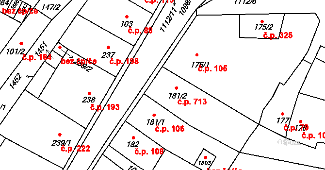 Kdyně 106 na parcele st. 181/1 v KÚ Kdyně, Katastrální mapa