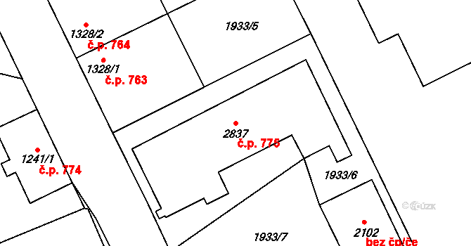 Sušice II 775, Sušice na parcele st. 2837 v KÚ Sušice nad Otavou, Katastrální mapa