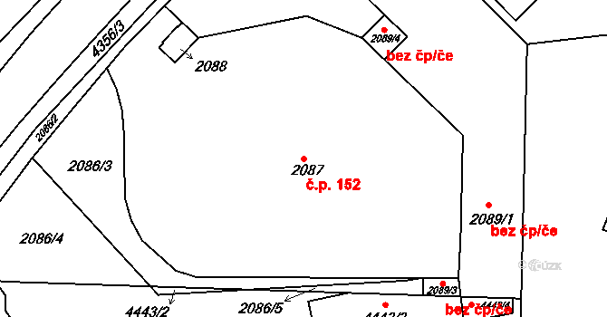 Pražské Předměstí 152, Jaroměř na parcele st. 2087 v KÚ Jaroměř, Katastrální mapa