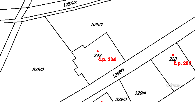 Zbečník 234, Hronov na parcele st. 243 v KÚ Zbečník, Katastrální mapa