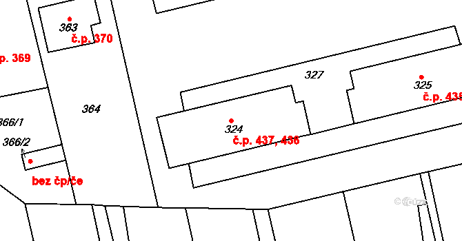 Velké Opatovice 436,437 na parcele st. 324 v KÚ Velké Opatovice, Katastrální mapa