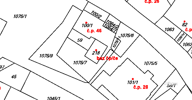 Dzbel 78937507 na parcele st. 218 v KÚ Dzbel, Katastrální mapa