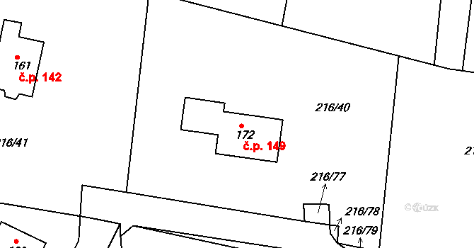 Olešnice 149 na parcele st. 172 v KÚ Olešnice u Rychnova nad Kněžnou, Katastrální mapa