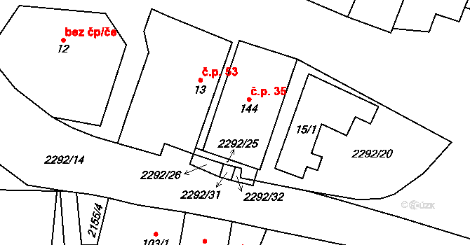 Černín 35 na parcele st. 144 v KÚ Černín, Katastrální mapa