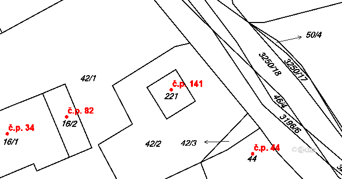 Lukavec 141, Fulnek na parcele st. 221 v KÚ Lukavec u Bílovce, Katastrální mapa