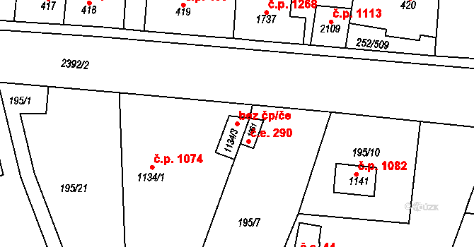 Rosice 89473507 na parcele st. 1134/3 v KÚ Rosice u Brna, Katastrální mapa