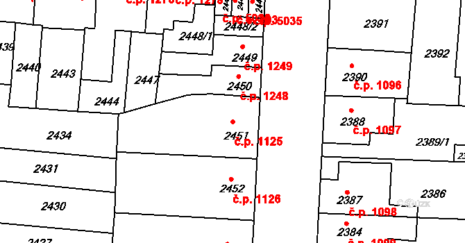 Louny 1125 na parcele st. 2451 v KÚ Louny, Katastrální mapa