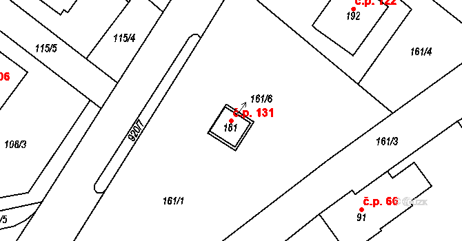 Hlinsko pod Hostýnem 131, Bystřice pod Hostýnem na parcele st. 181 v KÚ Hlinsko pod Hostýnem, Katastrální mapa
