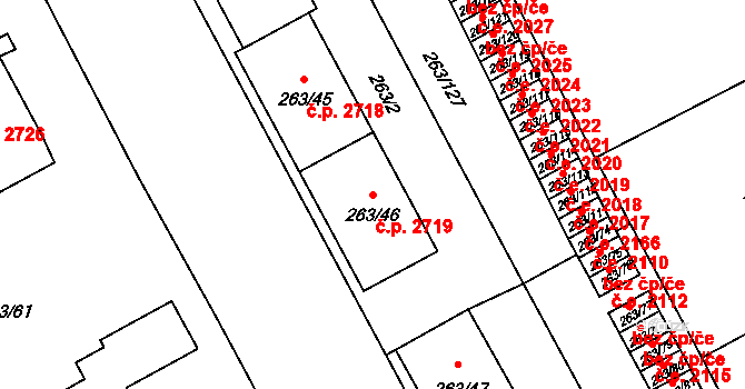Znojmo 2719 na parcele st. 263/46 v KÚ Znojmo-Louka, Katastrální mapa