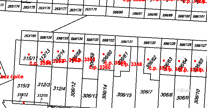Znojmo 3349 na parcele st. 306/60 v KÚ Znojmo-Louka, Katastrální mapa