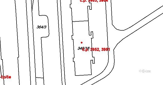 Mšeno nad Nisou 3951,3952, Jablonec nad Nisou na parcele st. 348/16 v KÚ Mšeno nad Nisou, Katastrální mapa