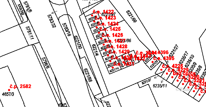 Jihlava 1428 na parcele st. 6221/11 v KÚ Jihlava, Katastrální mapa
