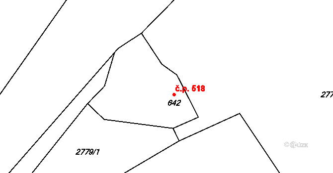 Morávka 518 na parcele st. 642 v KÚ Morávka, Katastrální mapa
