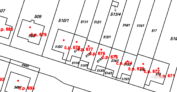 Horní Těrlicko 676, Těrlicko na parcele st. 512/2 v KÚ Horní Těrlicko, Katastrální mapa