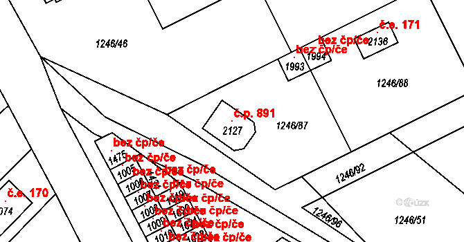 Holýšov 891 na parcele st. 2127 v KÚ Holýšov, Katastrální mapa