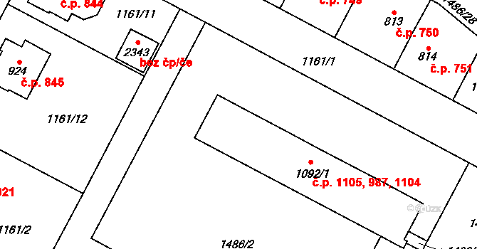 Třebechovice pod Orebem 987,1104,1105 na parcele st. 1092/1 v KÚ Třebechovice pod Orebem, Katastrální mapa