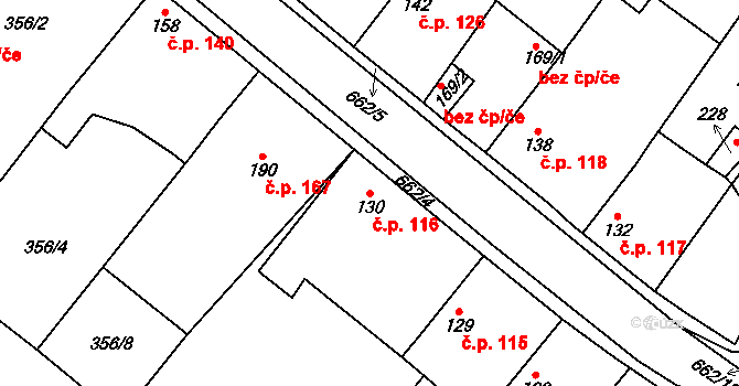 Keblice 116 na parcele st. 130 v KÚ Keblice, Katastrální mapa