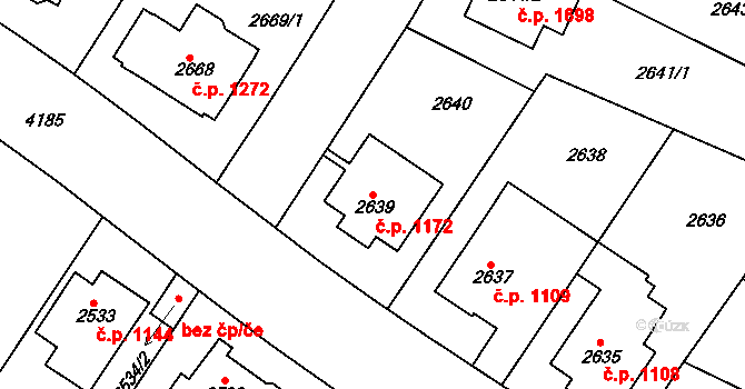 Roudnice nad Labem 1172 na parcele st. 2639 v KÚ Roudnice nad Labem, Katastrální mapa
