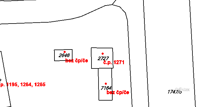 Cheb 1271 na parcele st. 2727 v KÚ Cheb, Katastrální mapa