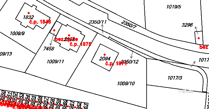 Cheb 1871 na parcele st. 2094 v KÚ Cheb, Katastrální mapa