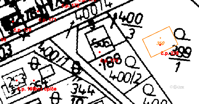 Popelín 179 na parcele st. 188 v KÚ Popelín, Katastrální mapa