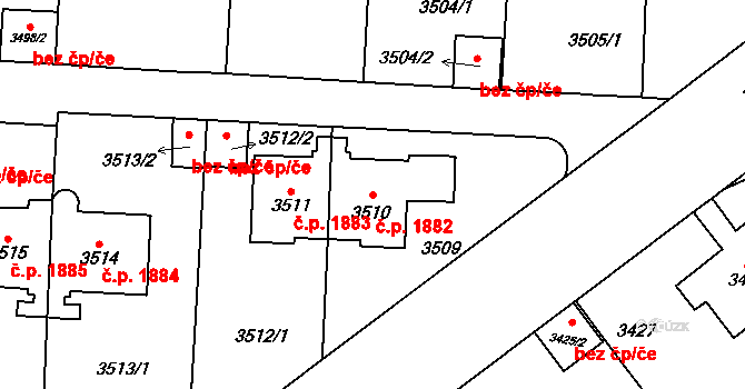 Vinohrady 1882, Praha na parcele st. 3510 v KÚ Vinohrady, Katastrální mapa
