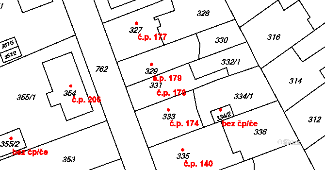 Dolní Měcholupy 178, Praha na parcele st. 331 v KÚ Dolní Měcholupy, Katastrální mapa