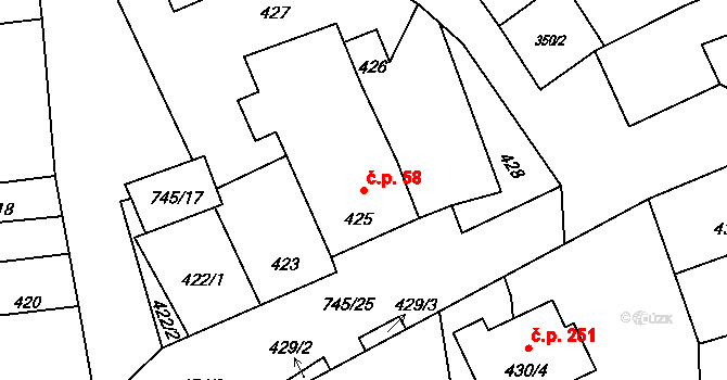 Jevišovka 58 na parcele st. 425 v KÚ Jevišovka, Katastrální mapa