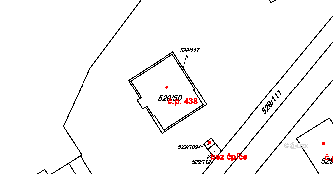 Ráj 438, Karviná na parcele st. 529/50 v KÚ Ráj, Katastrální mapa