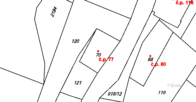 Skuhrov 77, Česká Třebová na parcele st. 70 v KÚ Skuhrov u České Třebové, Katastrální mapa
