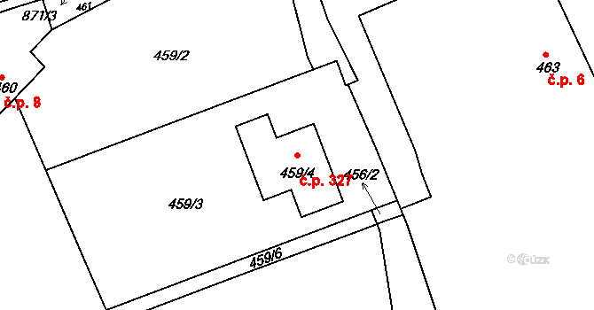 Čekanice 327, Tábor na parcele st. 459/4 v KÚ Čekanice u Tábora, Katastrální mapa