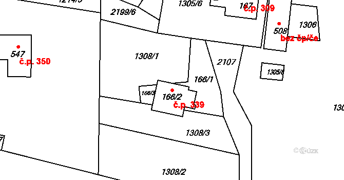 Horní Podluží 339 na parcele st. 166/2 v KÚ Horní Podluží, Katastrální mapa
