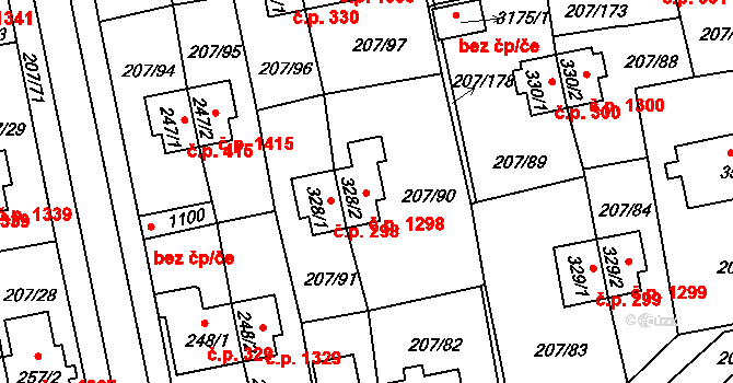 Sezimovo Ústí 1298 na parcele st. 328/2 v KÚ Sezimovo Ústí, Katastrální mapa