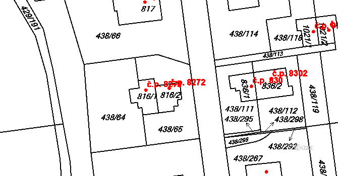 Otrokovice 8272 na parcele st. 816/2 v KÚ Otrokovice, Katastrální mapa