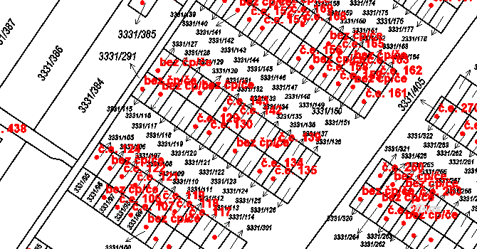 Dubňany 142 na parcele st. 3331/133 v KÚ Dubňany, Katastrální mapa
