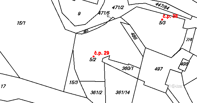 Lesoňovice 29, Bystřice nad Pernštejnem na parcele st. 5/2 v KÚ Lesoňovice, Katastrální mapa