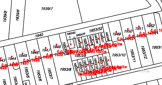 Litvínov 38022508 na parcele st. 1953/23 v KÚ Horní Litvínov, Katastrální mapa