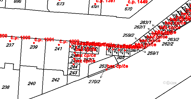 Brno 39486508 na parcele st. 251 v KÚ Židenice, Katastrální mapa