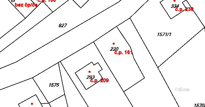 Provodov 161 na parcele st. 220 v KÚ Provodov na Moravě, Katastrální mapa