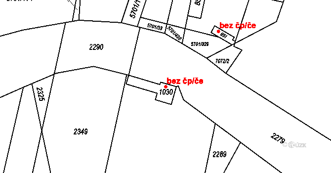 Hrádek 40955508 na parcele st. 1030 v KÚ Hrádek u Znojma, Katastrální mapa