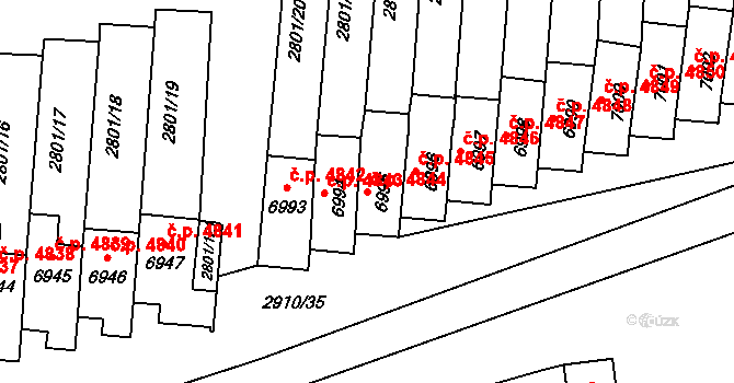 Zlín 4844 na parcele st. 6995 v KÚ Zlín, Katastrální mapa