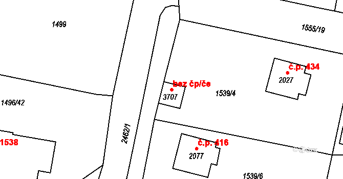 Humpolec 43414508 na parcele st. 3707 v KÚ Humpolec, Katastrální mapa