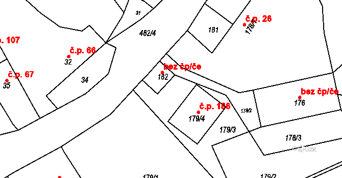 Křesetice 44010508 na parcele st. 182 v KÚ Křesetice, Katastrální mapa