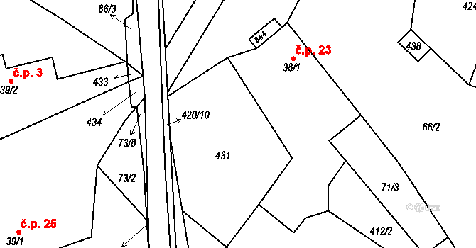 Klokočov 44554508 na parcele st. 431 v KÚ Klokočov, Katastrální mapa