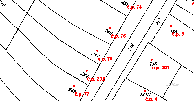 Kobeřice u Brna 76 na parcele st. 247 v KÚ Kobeřice u Brna, Katastrální mapa
