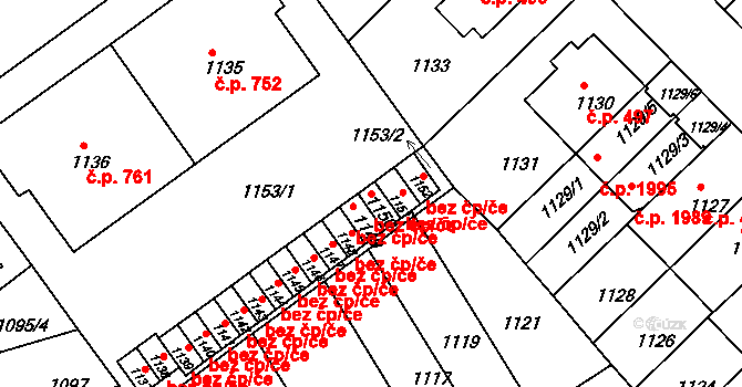Brno 45561508 na parcele st. 1150 v KÚ Černá Pole, Katastrální mapa
