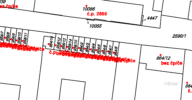 Pardubice 46747508 na parcele st. 864/5 v KÚ Pardubice, Katastrální mapa