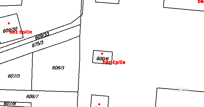 Holešov 47609508 na parcele st. 600/6 v KÚ Všetuly, Katastrální mapa