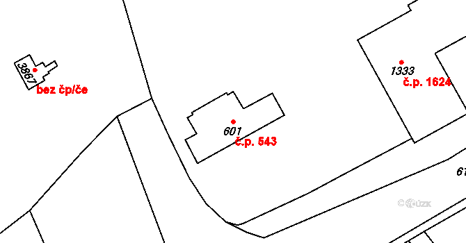 Hlinsko 543 na parcele st. 601 v KÚ Hlinsko v Čechách, Katastrální mapa