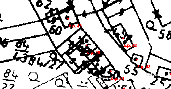 Jemníky 46 na parcele st. 56 v KÚ Jemníky, Katastrální mapa